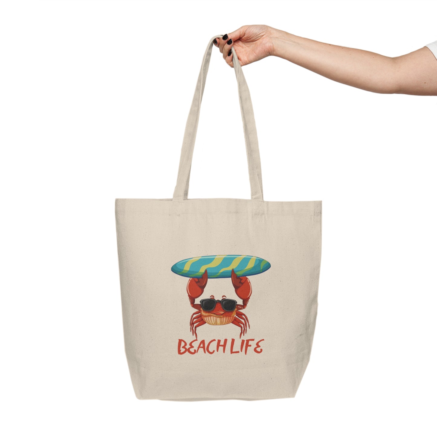 Cotton Beach Bag - Surfboard Crab