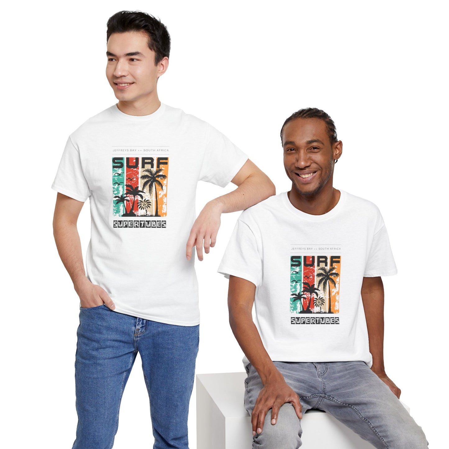 Men's Classic Fine Comb Cotton Crew Neck T-shirt - J-Bay Surf Supertubes