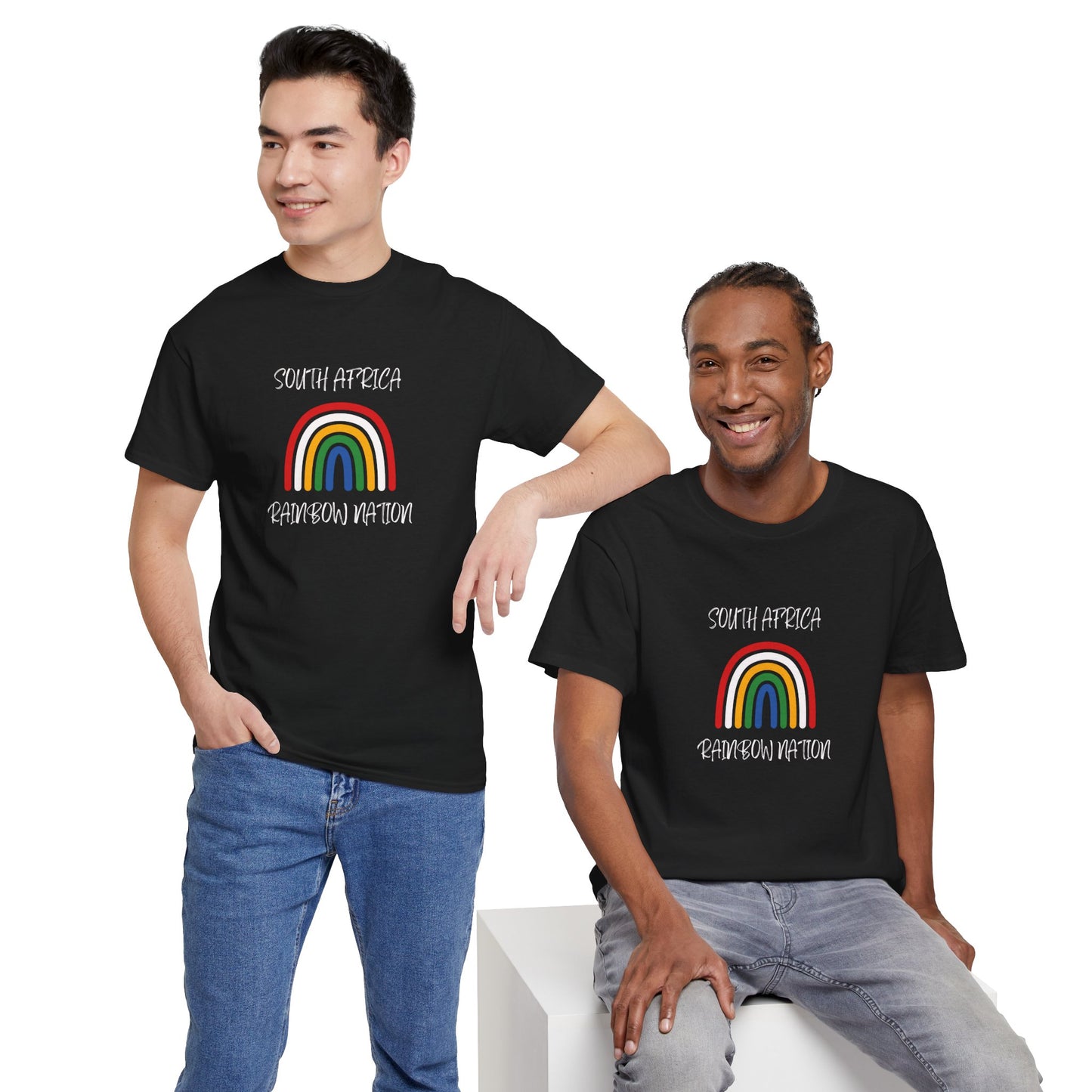 Men's Classic Fine Comb Cotton Crew Neck T-shirt - SA Rainbow Nation