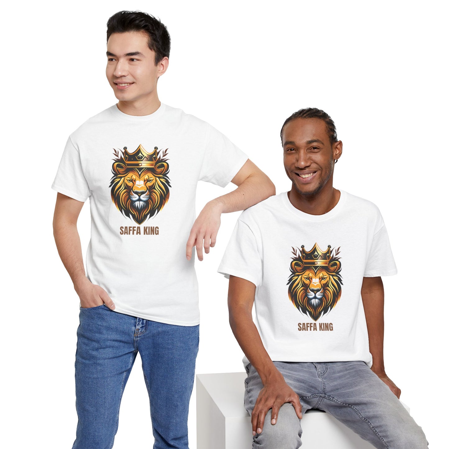 Men's Classic Fine Comb Cotton Crew Neck T-shirt - Saffa Lion