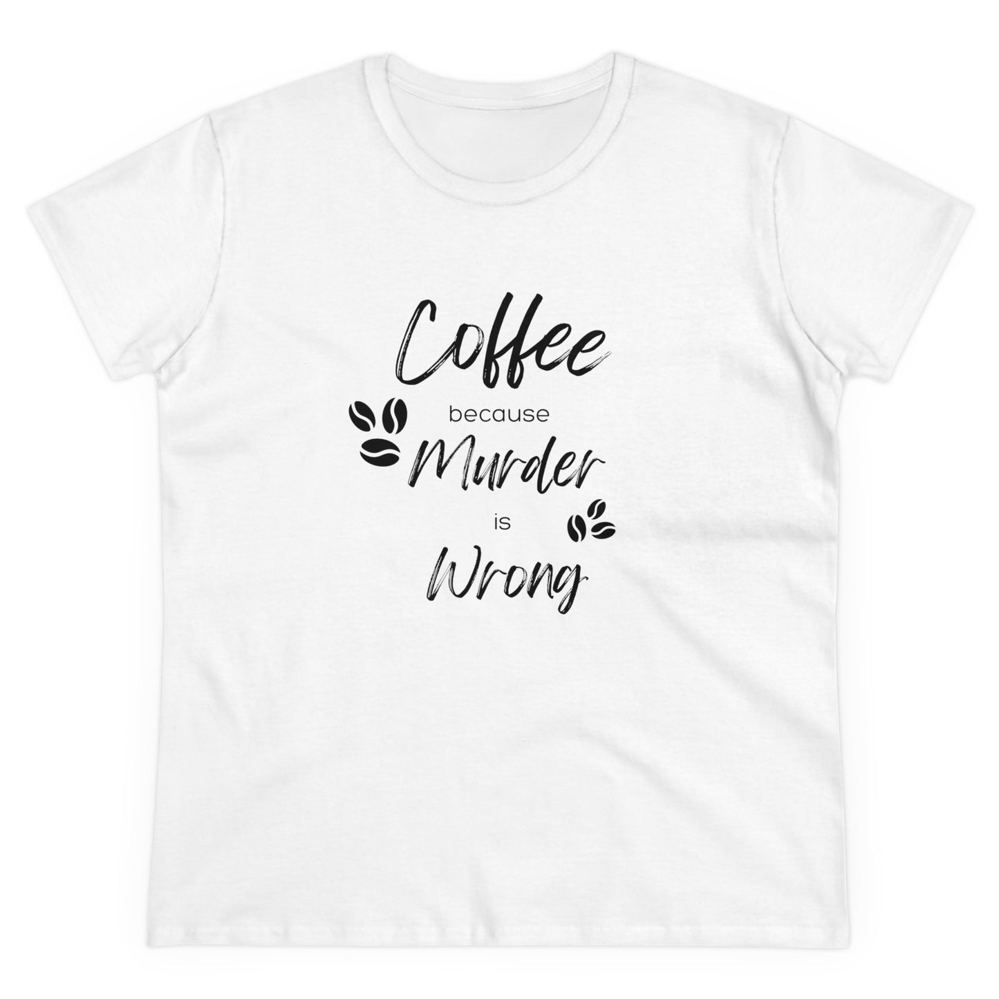 Ladies Classic Fine Comb Cotton Crew Neck T-shirt - Coffee or Murder