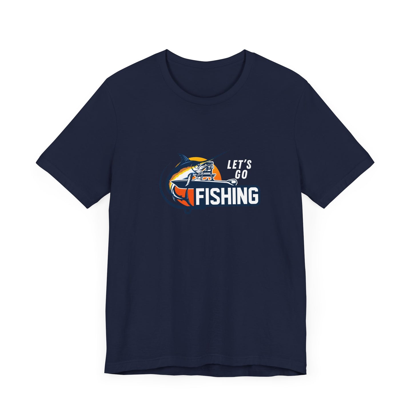 Men's Classic Fine Comb Cotton Crew Neck T-shirt - Let's Go Fishing
