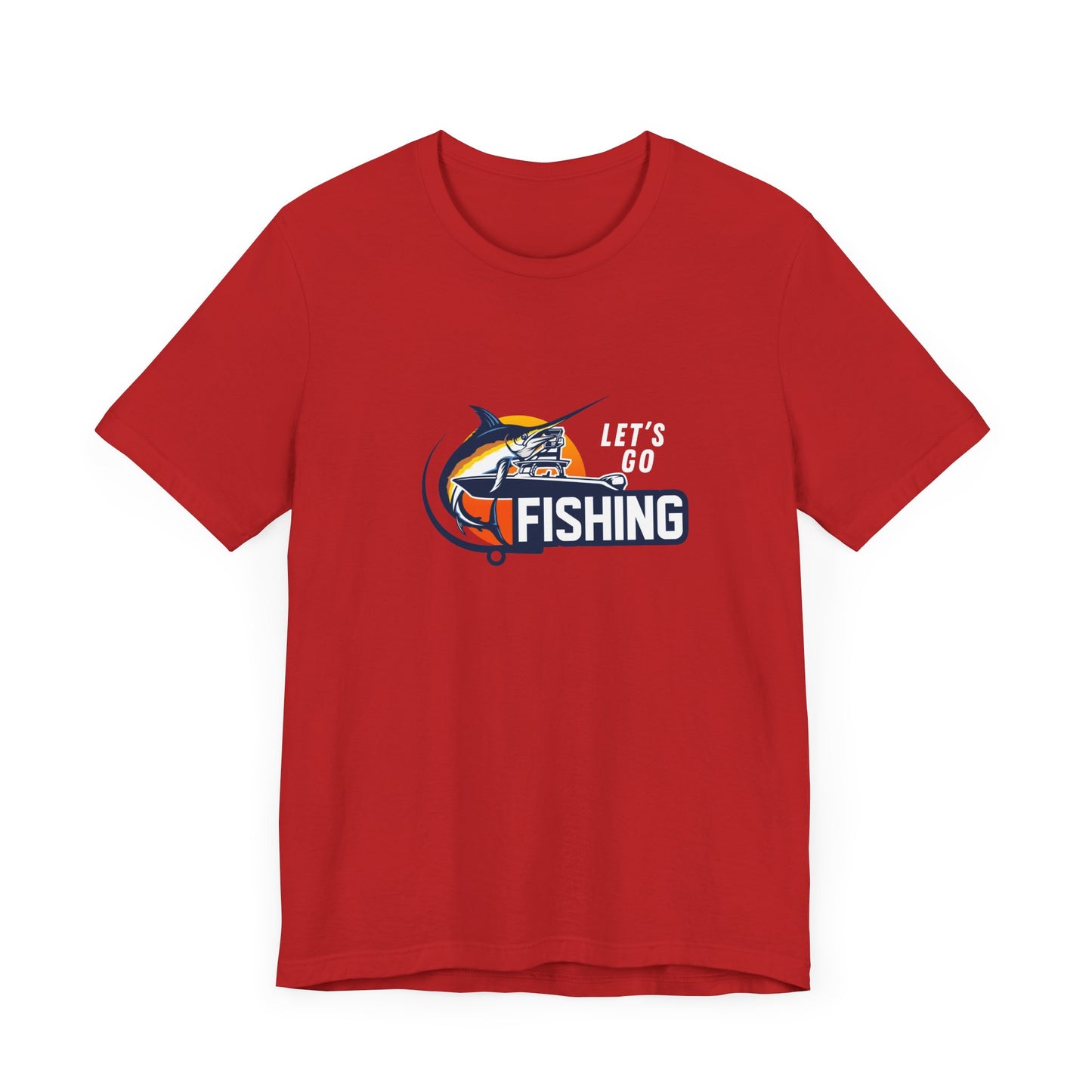 Men's Classic Fine Comb Cotton Crew Neck T-shirt - Let's Go Fishing
