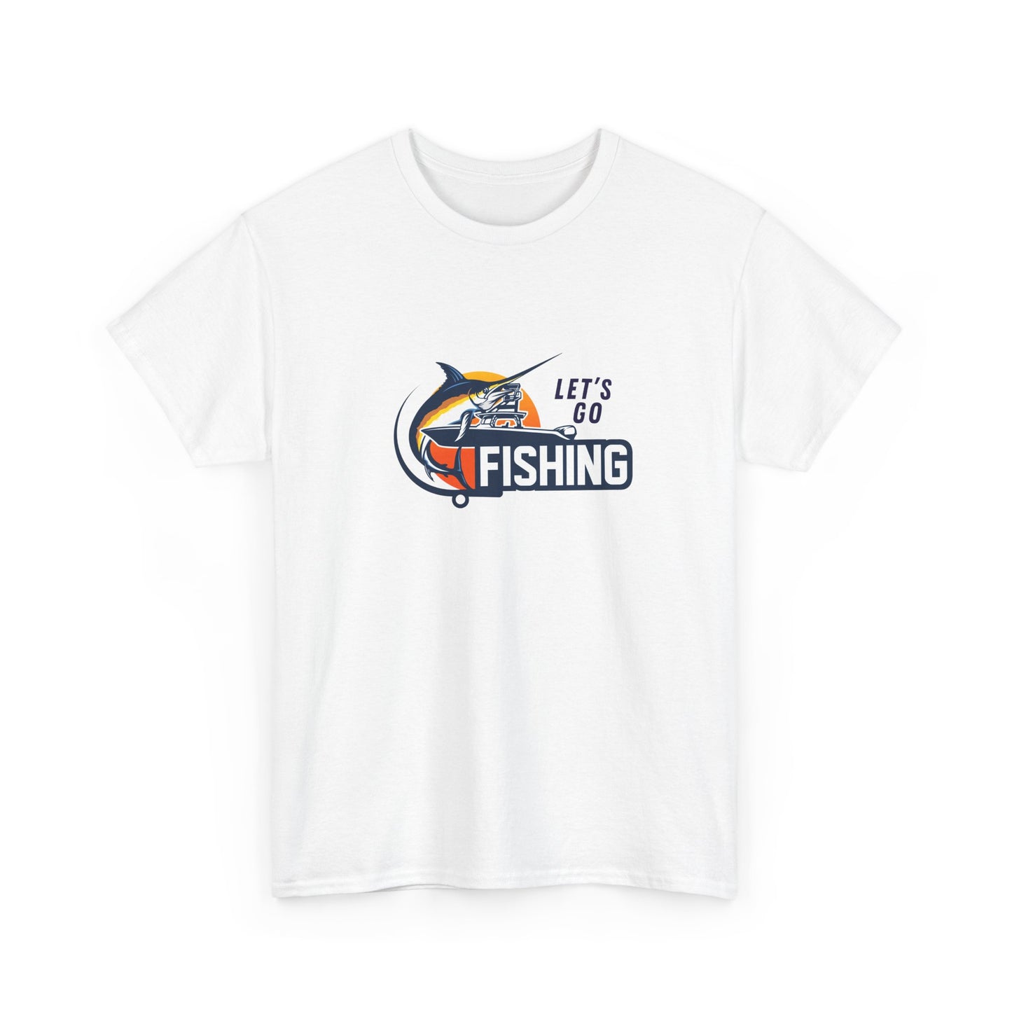 Men's Classic Fine Comb Cotton Crew Neck T-shirt - Let's Go Fishing