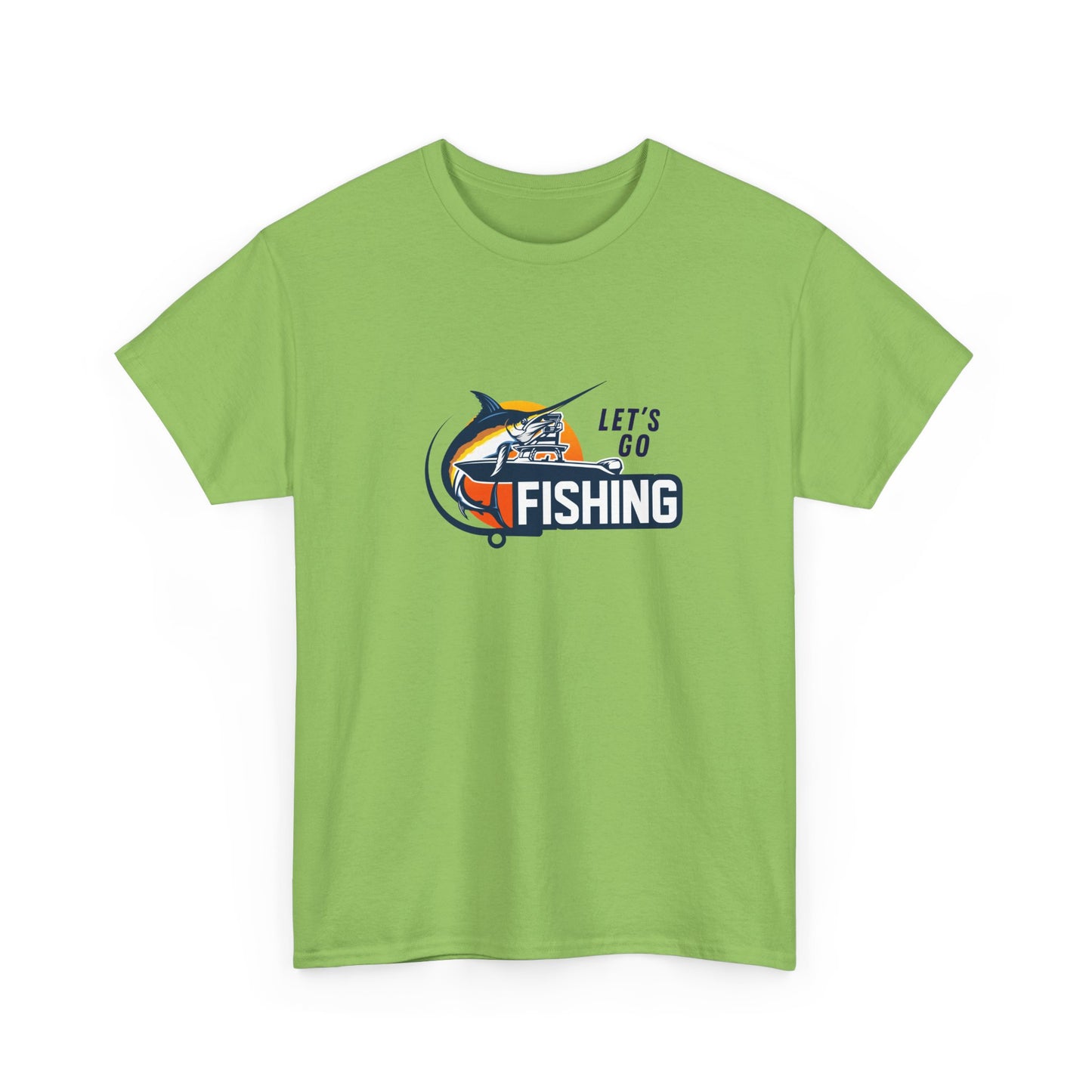 Men's Classic Fine Comb Cotton Crew Neck T-shirt - Let's Go Fishing