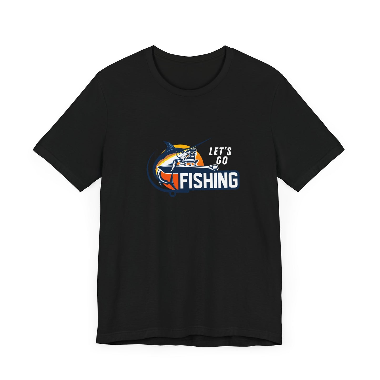 Men's Classic Fine Comb Cotton Crew Neck T-shirt - Let's Go Fishing
