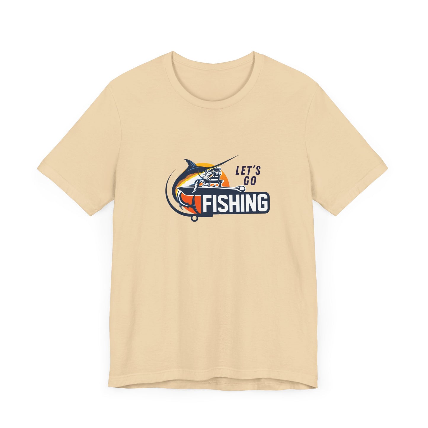Men's Classic Fine Comb Cotton Crew Neck T-shirt - Let's Go Fishing