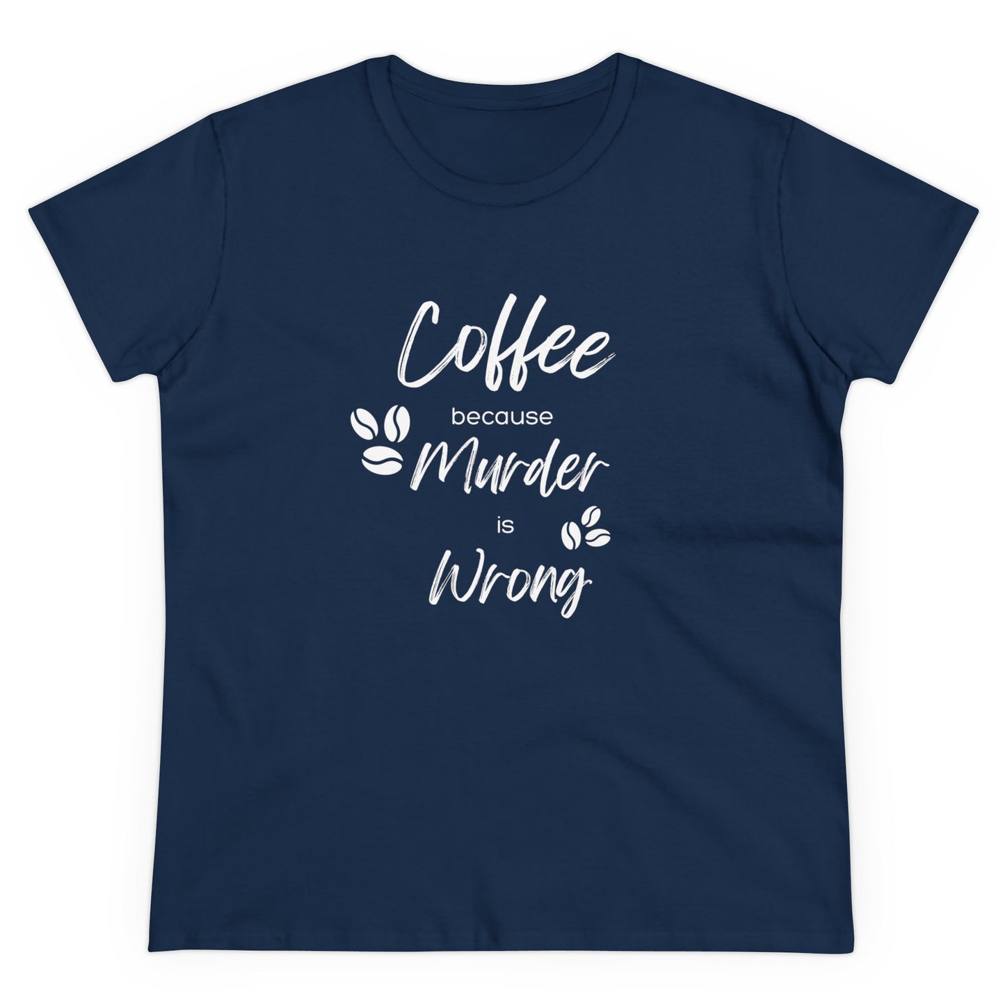Ladies Classic Fine Comb Cotton Crew Neck T-shirt - Coffee or Murder