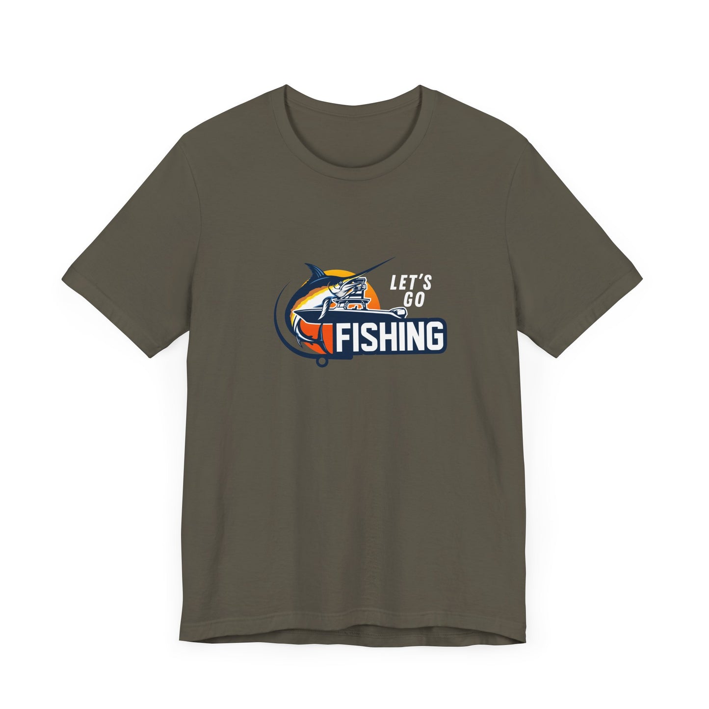 Men's Classic Fine Comb Cotton Crew Neck T-shirt - Let's Go Fishing
