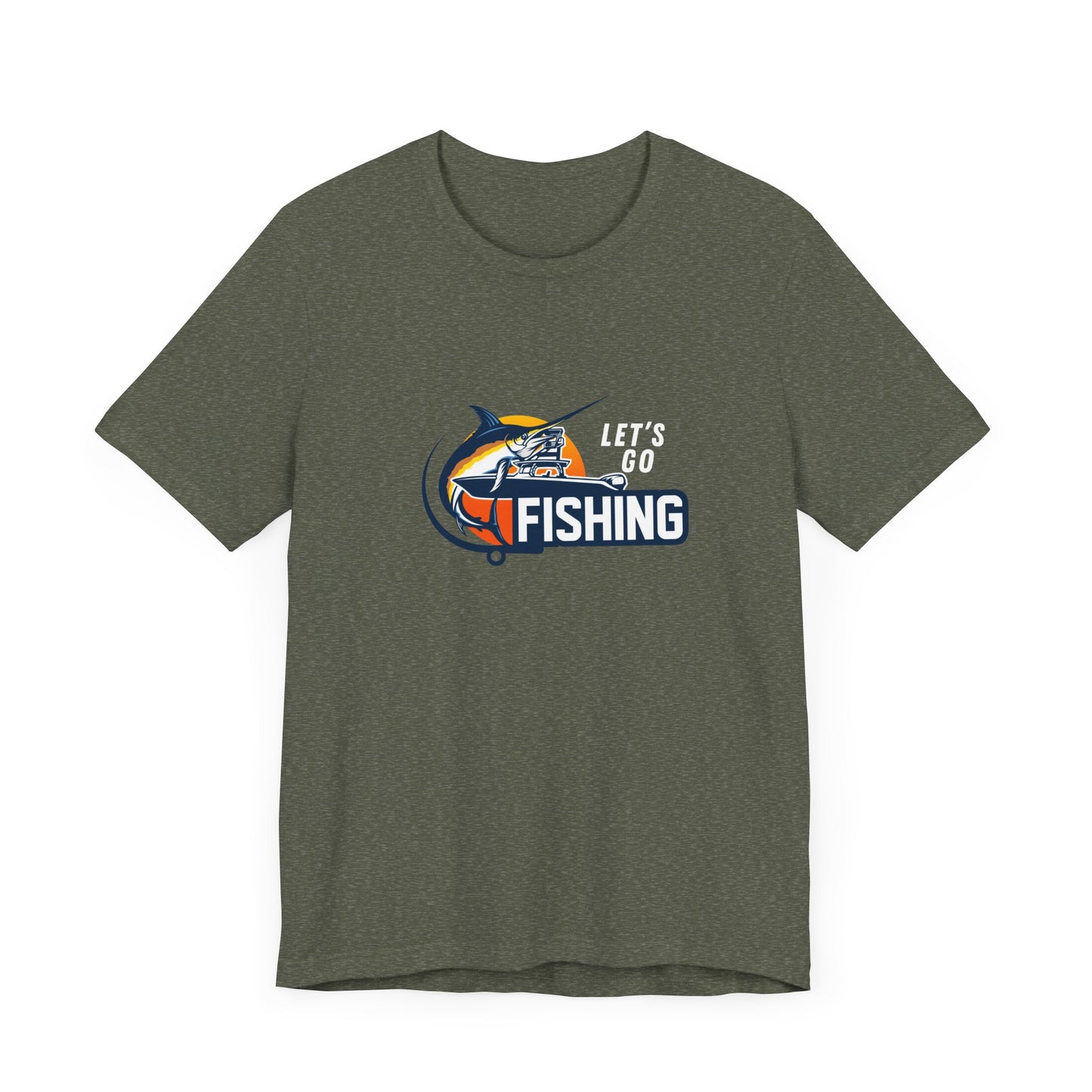 Men's Classic Fine Comb Cotton Crew Neck T-shirt - Let's Go Fishing