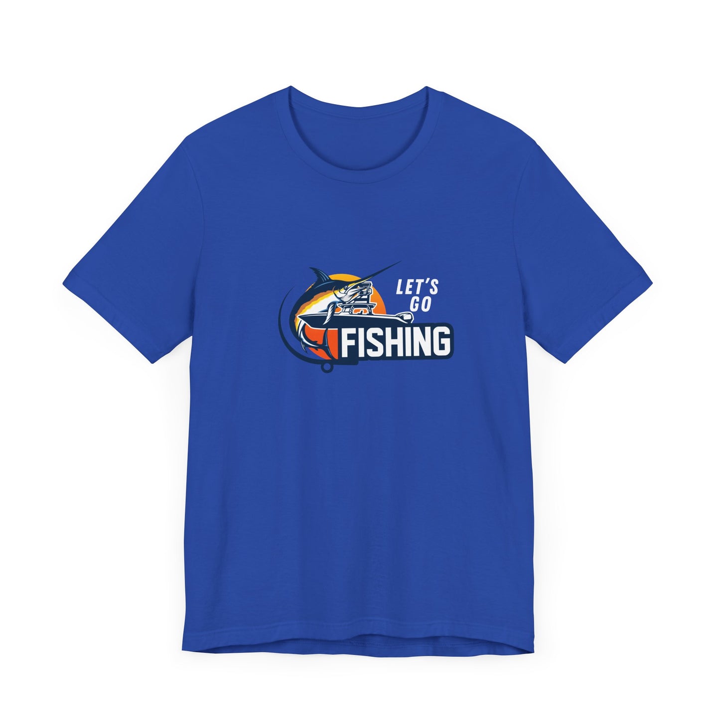 Men's Classic Fine Comb Cotton Crew Neck T-shirt - Let's Go Fishing