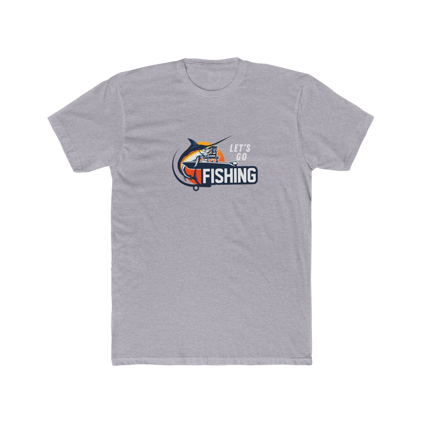 Men's Classic Fine Comb Cotton Crew Neck T-shirt - Let's Go Fishing