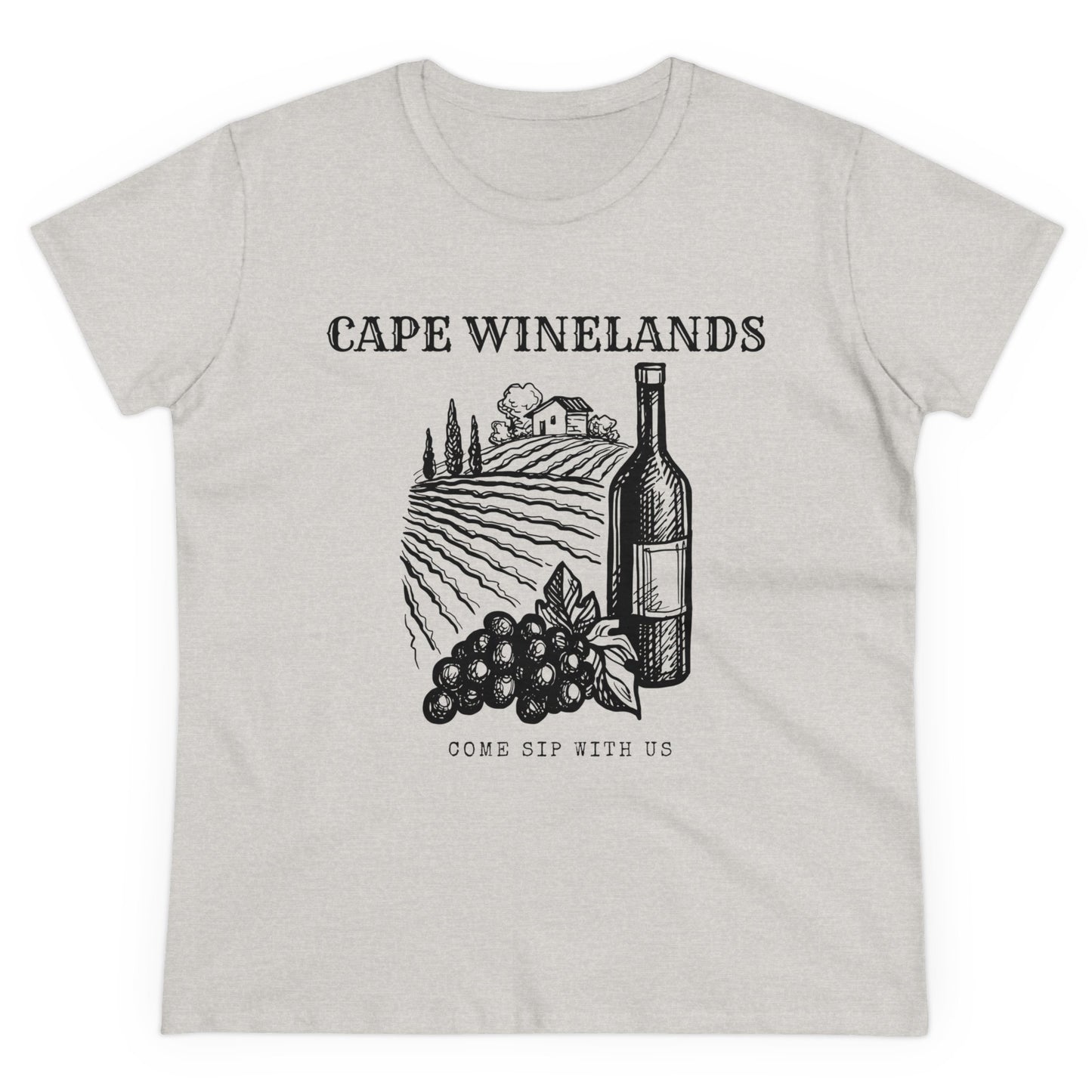 Ladies Classic Fine Comb Cotton Crew Neck T-shirt - Cape Winelands