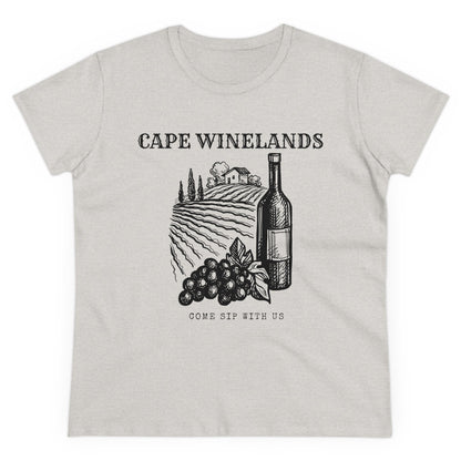 Ladies Classic Fine Comb Cotton Crew Neck T-shirt - Cape Winelands