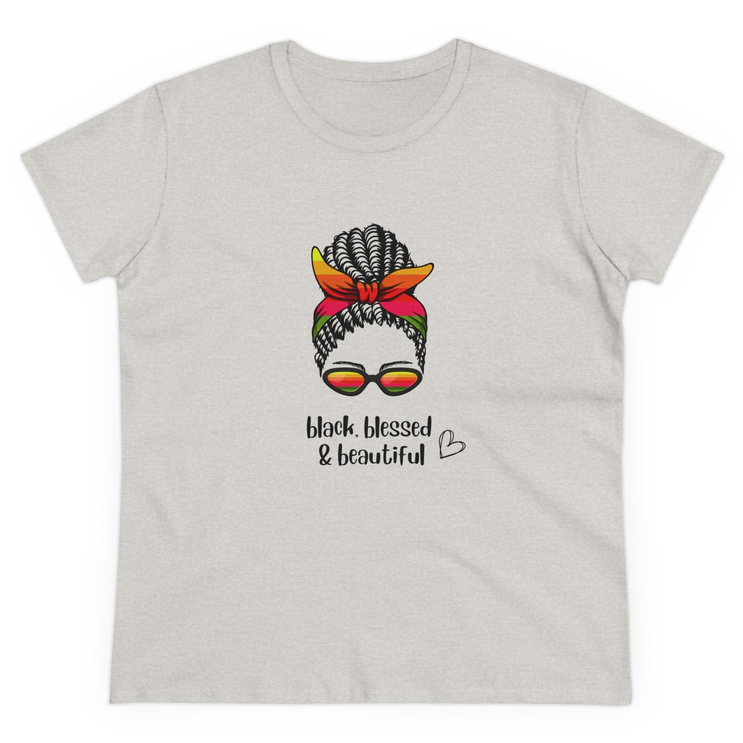 Ladies Classic Fine Comb Cotton Crew Neck T-shirt - Black Blessed & Beautiful