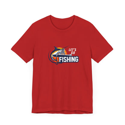 Men's Classic Fine Comb Cotton Crew Neck T-shirt - Let's Go Fishing