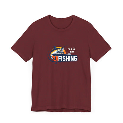 Men's Classic Fine Comb Cotton Crew Neck T-shirt - Let's Go Fishing