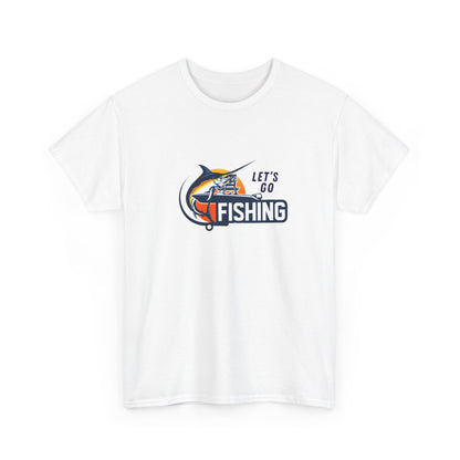 Men's Classic Fine Comb Cotton Crew Neck T-shirt - Let's Go Fishing