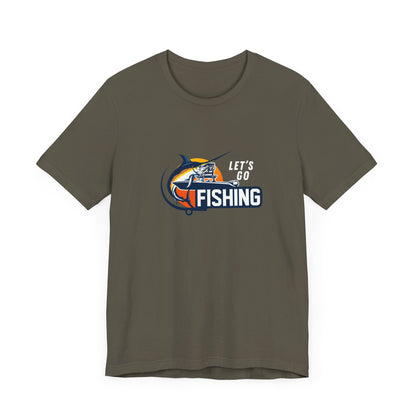 Men's Classic Fine Comb Cotton Crew Neck T-shirt - Let's Go Fishing