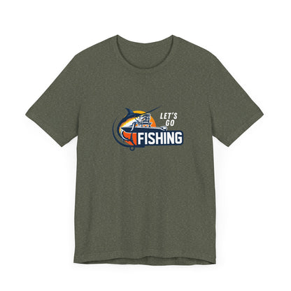 Men's Classic Fine Comb Cotton Crew Neck T-shirt - Let's Go Fishing