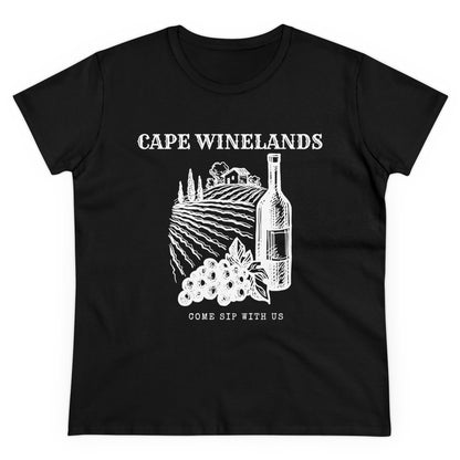 Ladies Classic Fine Comb Cotton Crew Neck T-shirt - Cape Winelands