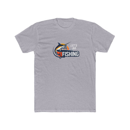 Men's Classic Fine Comb Cotton Crew Neck T-shirt - Let's Go Fishing