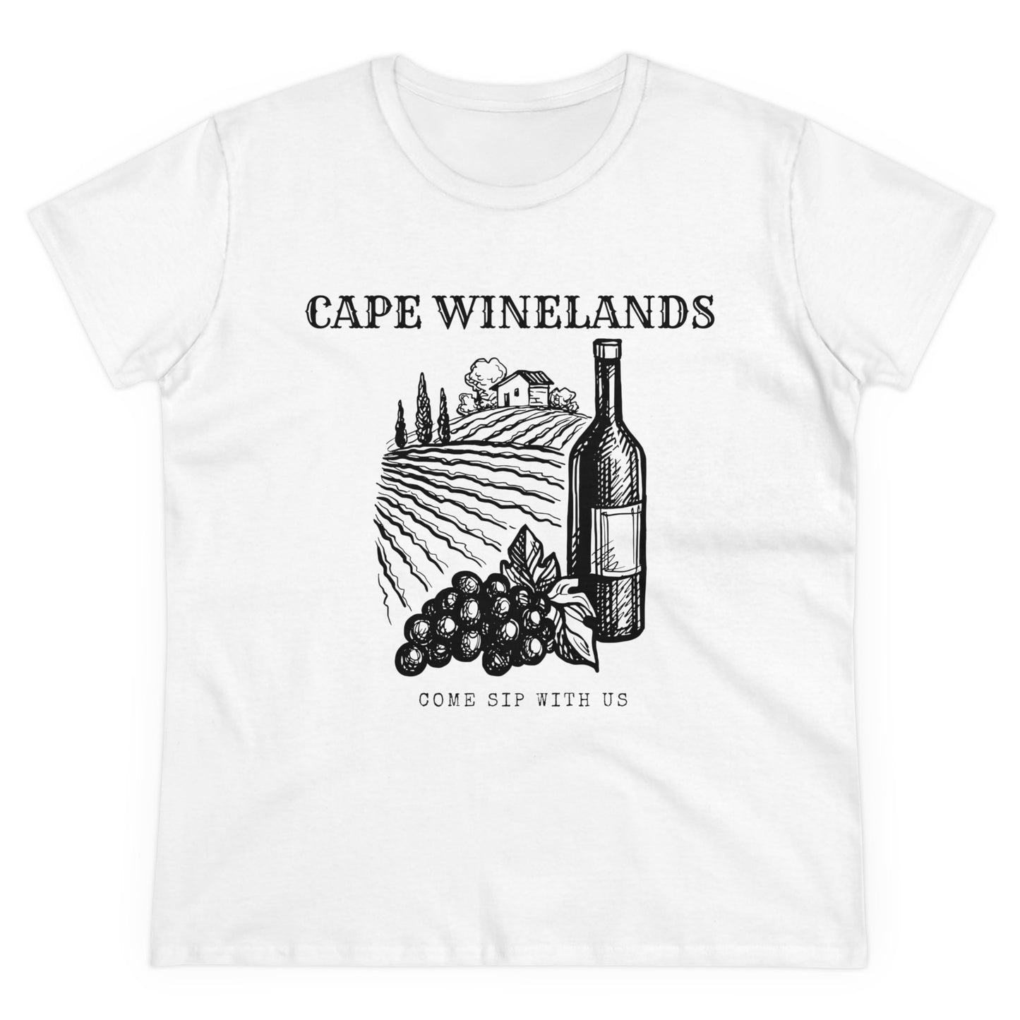 Ladies Classic Fine Comb Cotton Crew Neck T-shirt - Cape Winelands
